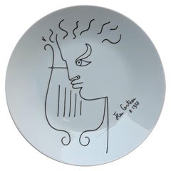 Cocteau Jean '1889-1963' Limoges Porcelain Plate, Signed