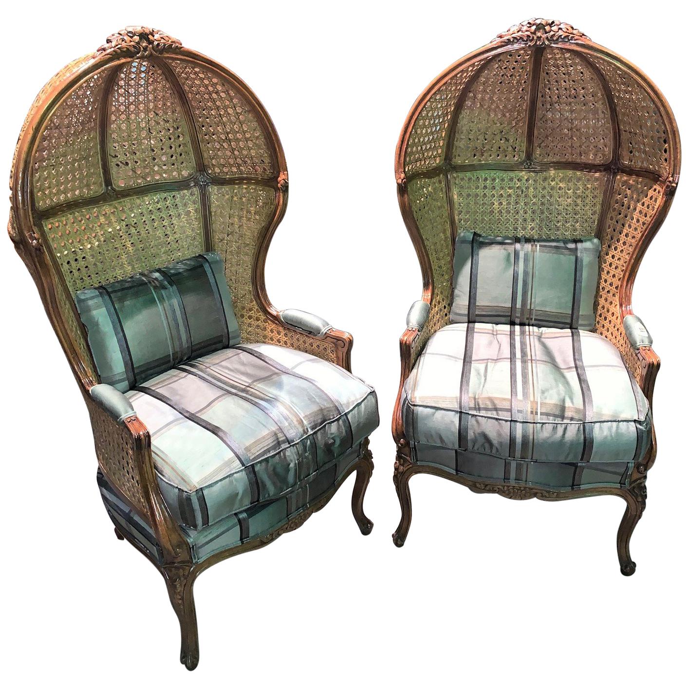 Louis XV Style Custom Crafted Dome Chairs, Pair