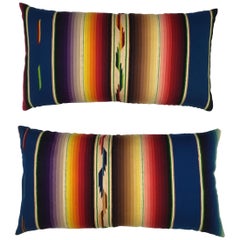 Pair of Vintage Decorative Saltillo Blanket Pillows