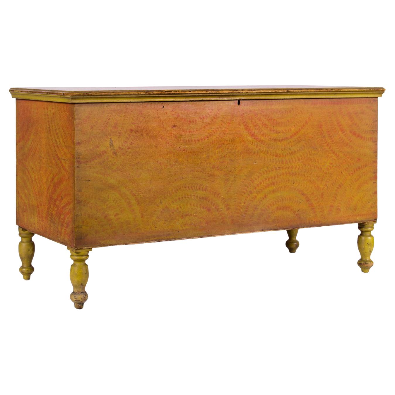 Pennsylvania Blanket Chest in Yellow & Orange Paint w/ Sponged Decoration