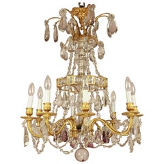 French Crystal-Cut and Gilt Bronze Chandelier in the Manner of Maison Baguès