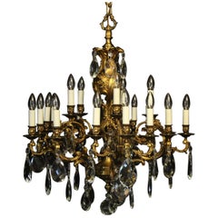 Italian Gilt Bronze 20 Light Antique Chandelier