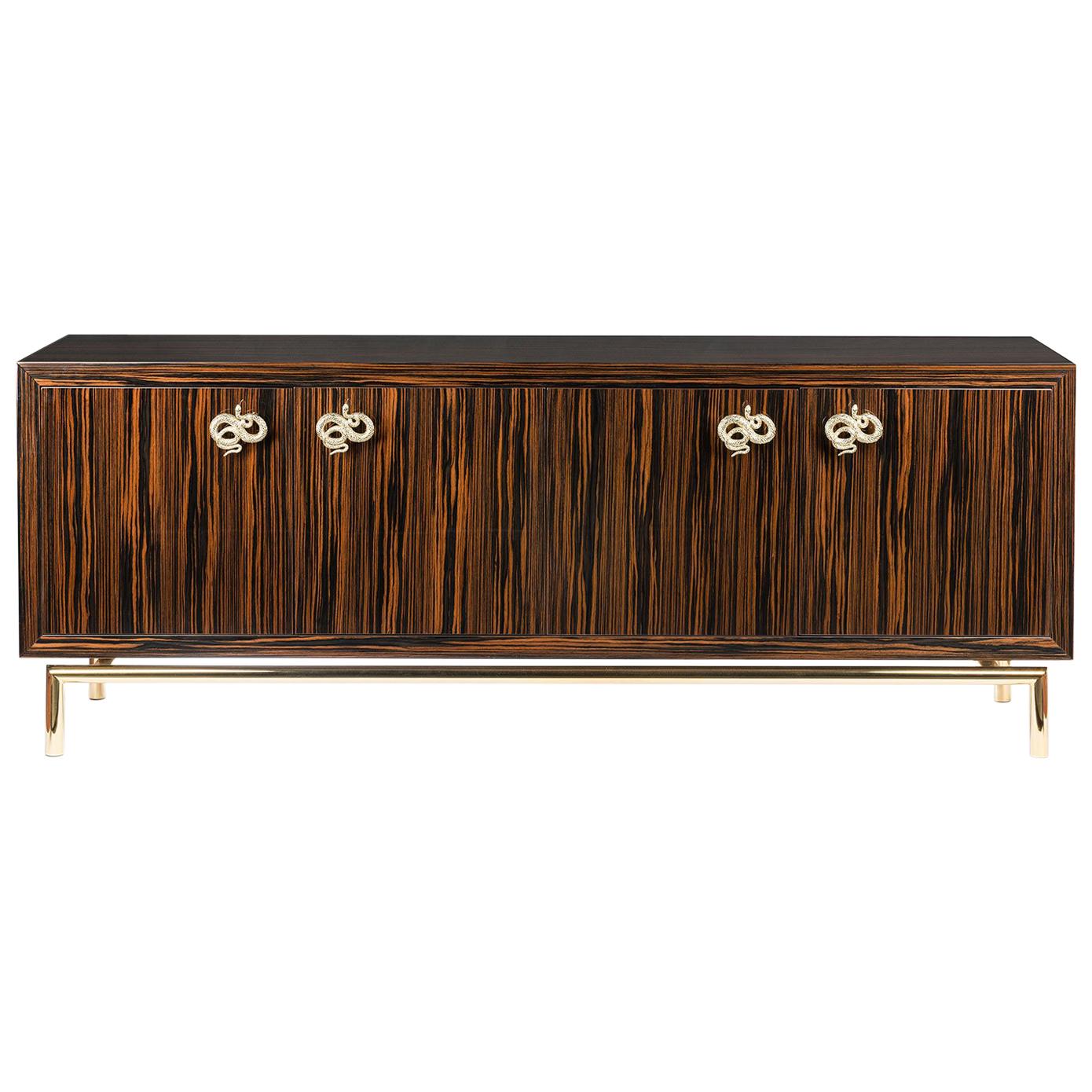 Sideboard Secret in Ebony and Galvanized Metal, Original Sin Collection, Italy For Sale