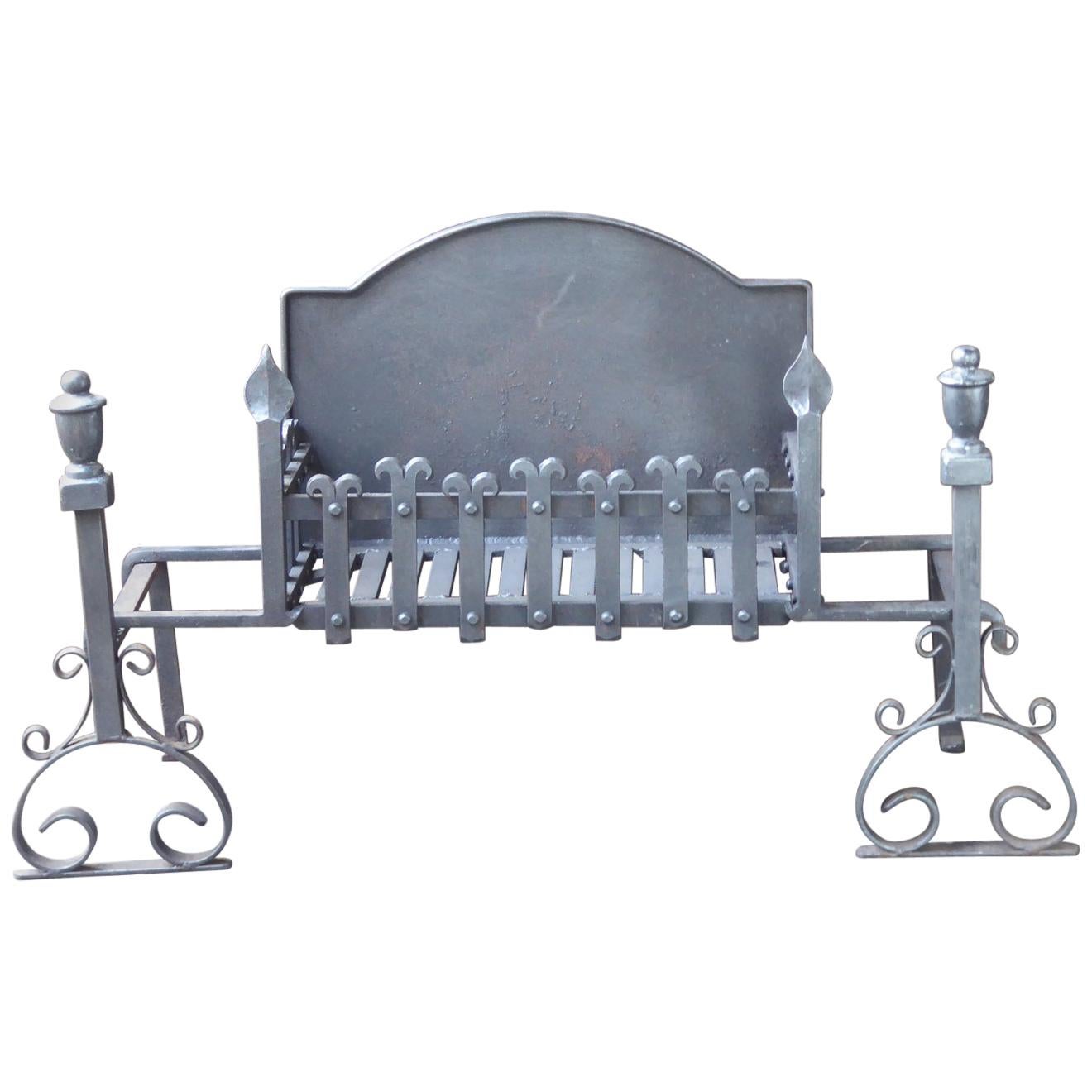 Large English Neo Gothic Fireplace Grate, Fire Grate