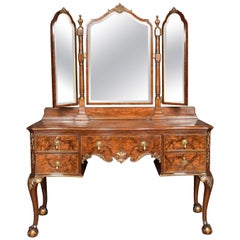 Antique Serpentine Walnut Dressing Table by Maple and Co