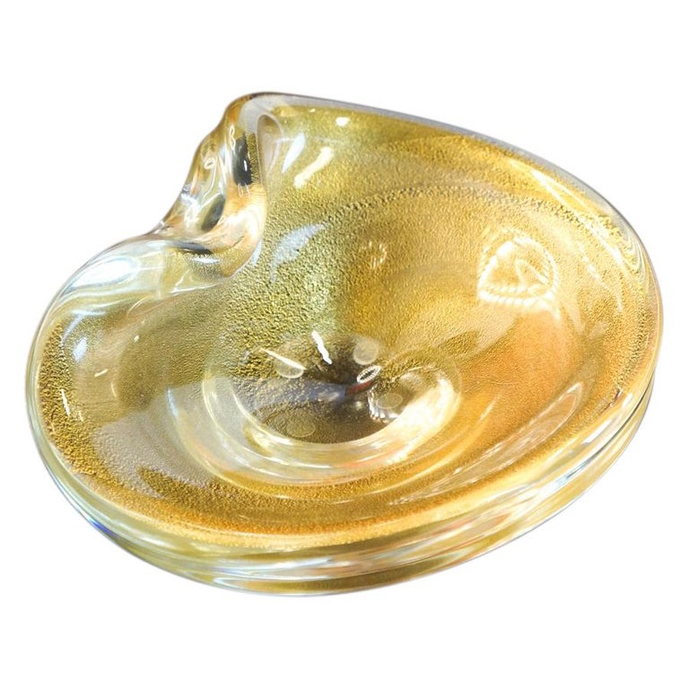 Alberto Donà Gold Murano Glass Bowl, 1980s For Sale