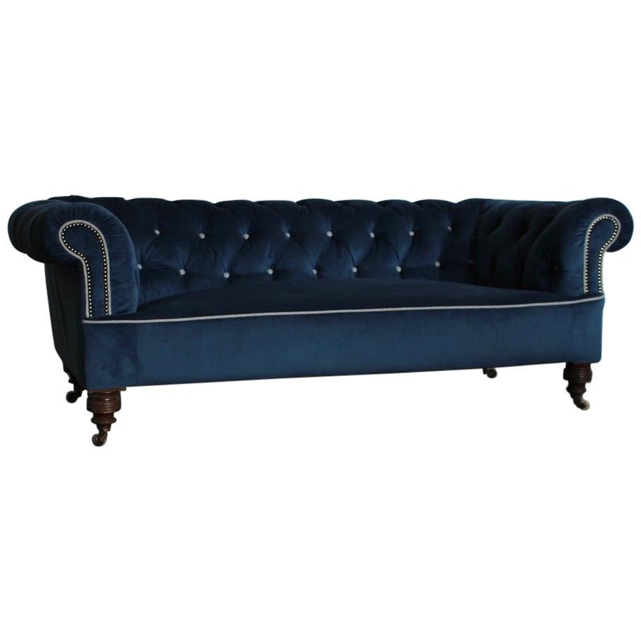 19th Century English Chesterfield Reupholstered by US in Velvet