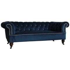 Antique 19th Century English Chesterfield Reupholstered by US in Velvet