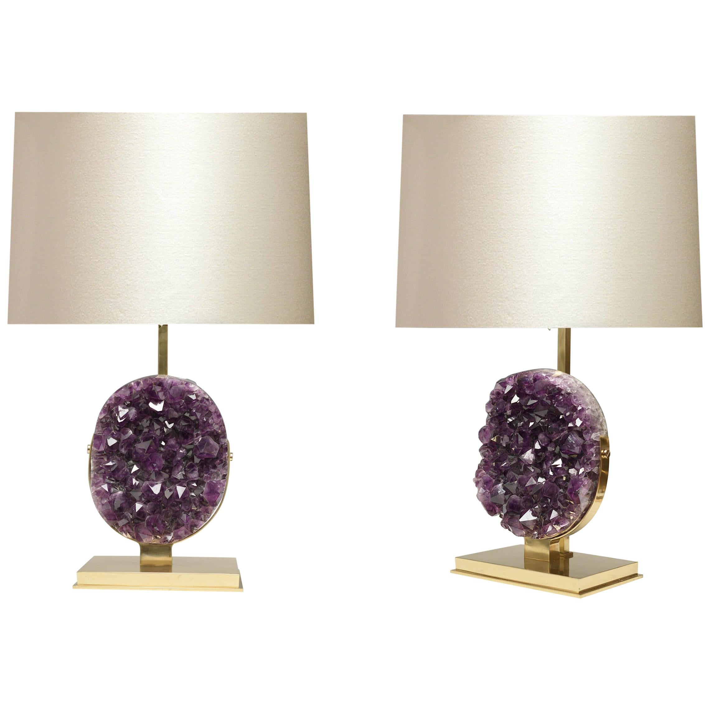 Pair of Natural Amethyst Lamps by Phoenix