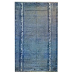 Magnifique tapis Kilim Yadz bleu et blanc vintage