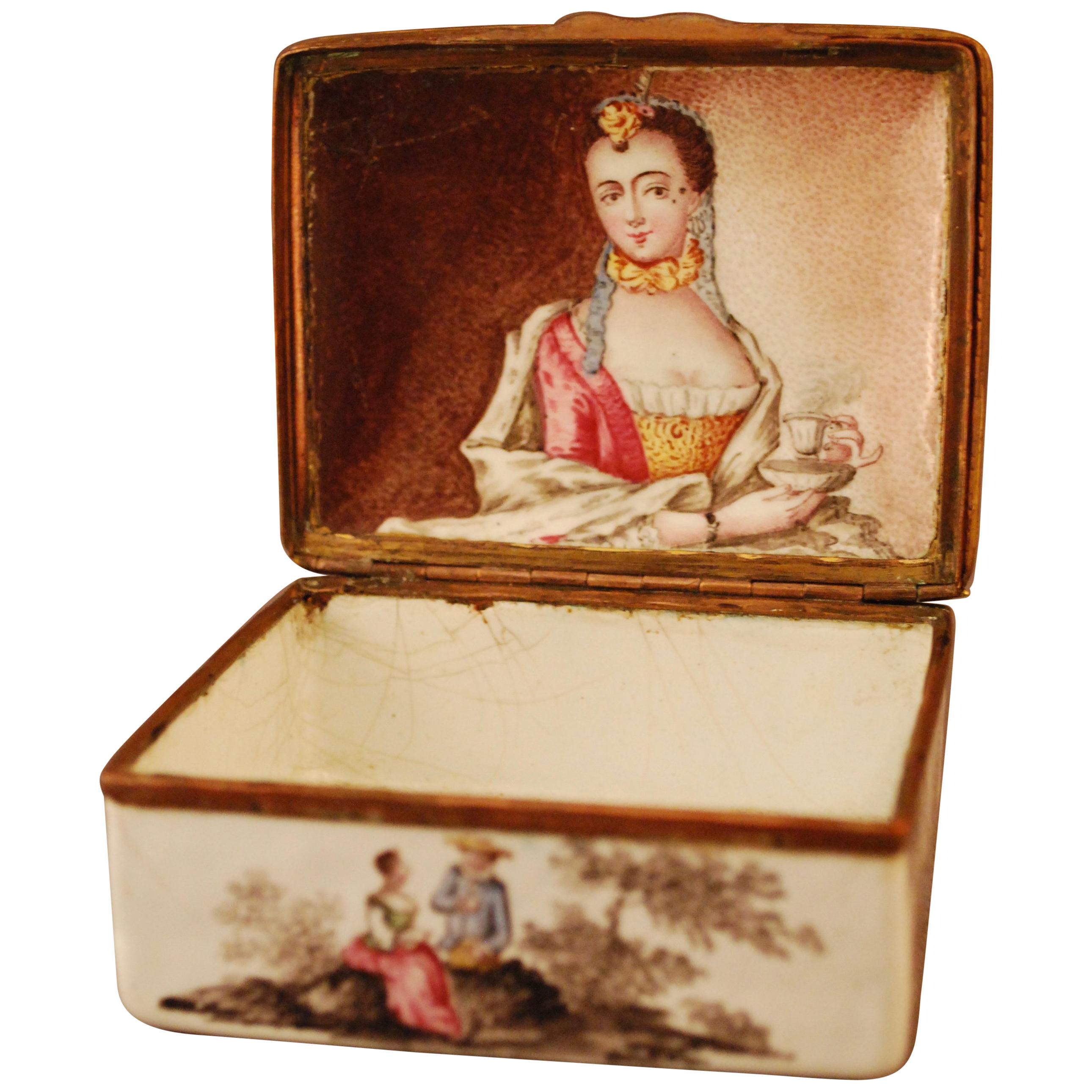 Erotic Snuff Tobacco Box with Highly Explicit Erotic Scenes Behind Secret Lid