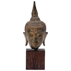 19th Century Sukhothai Buddha Head on Mount
