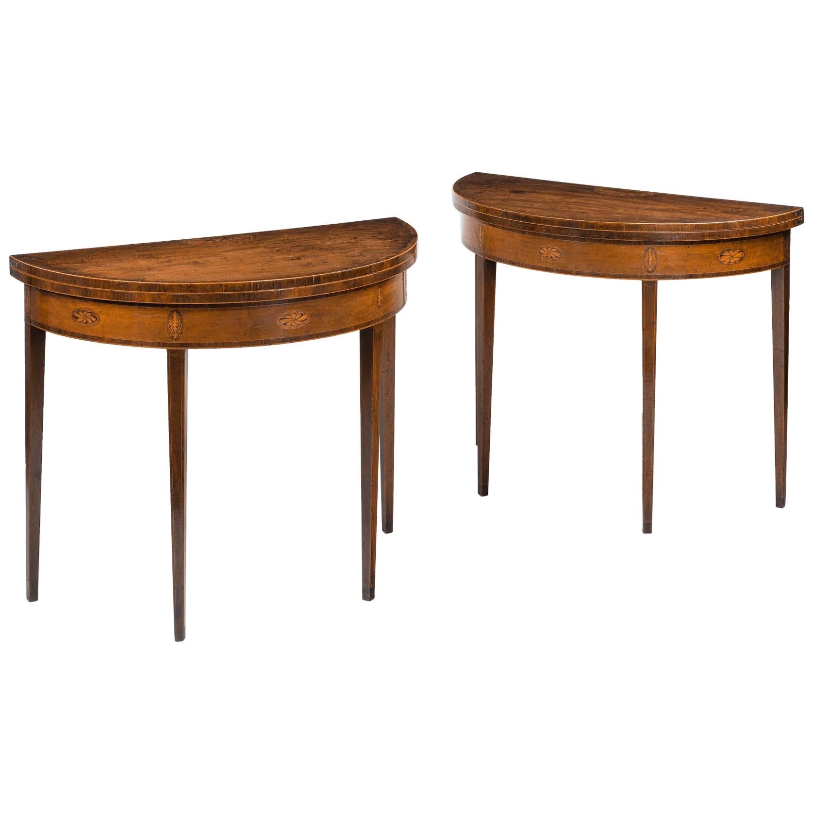 Pair of Georgian Hepplewhite Period Mahogany Card Tables For Sale