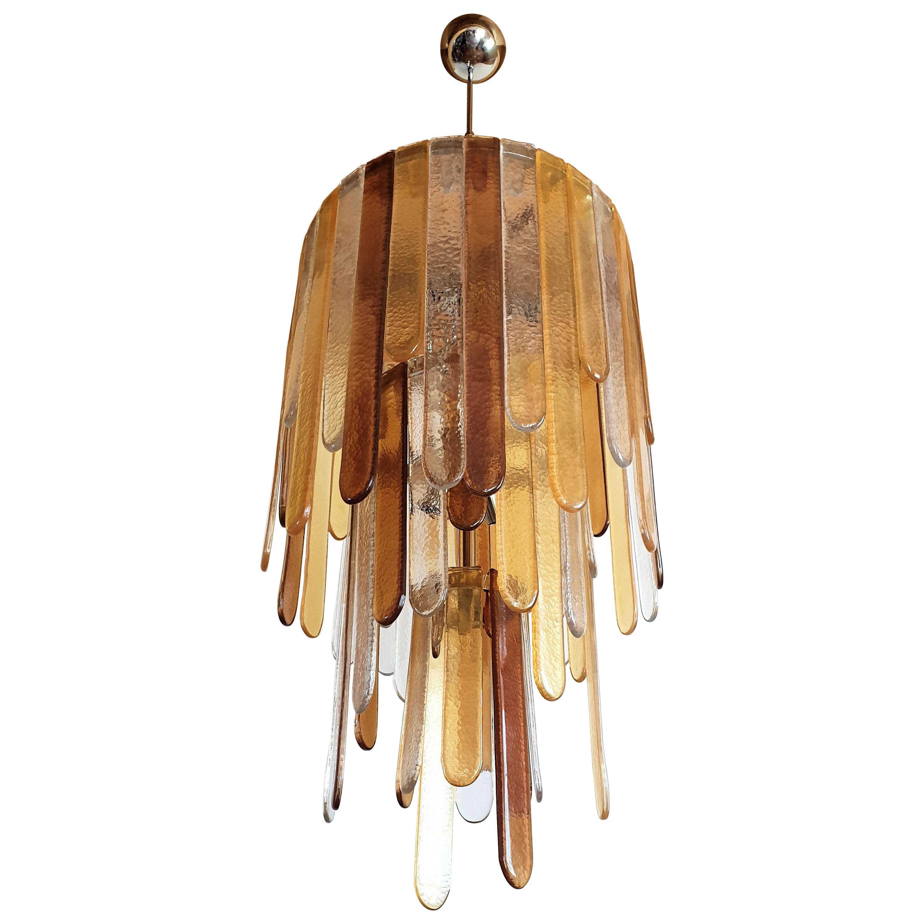 Large Murano Glass Mid-Century Modern Dramatic Chandelier, by Mazzega