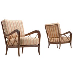 Italian Easy Chairs with Classic Upholstery, circa 1960
