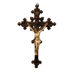 19th Century Italian Sculpture Jesus Christ on the Cross in Plaster