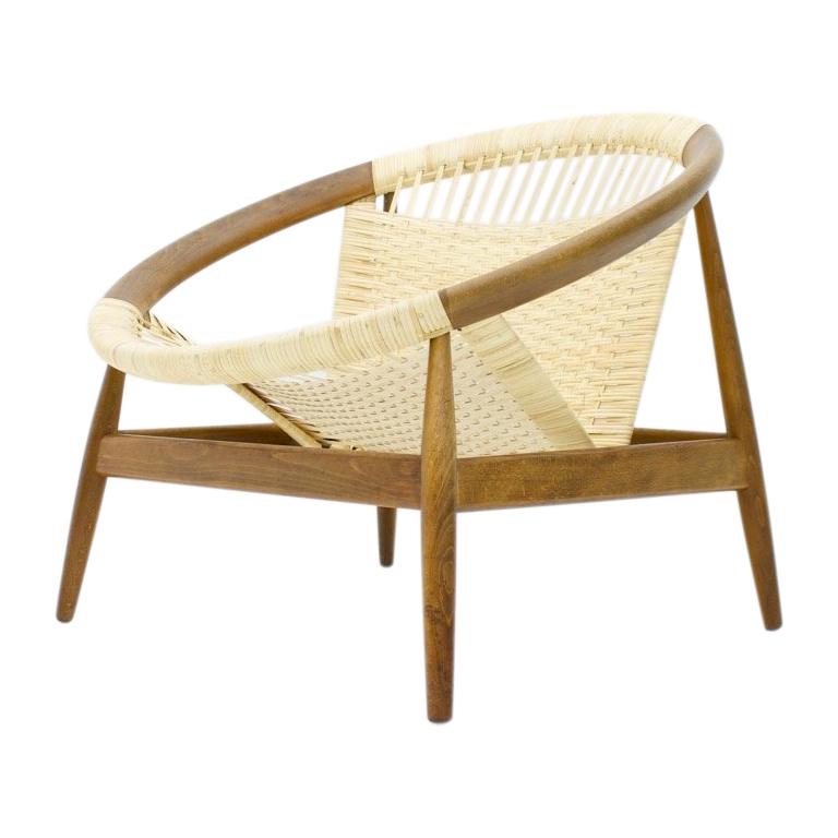 Illum Wikkelso Ringstol Lounge Chair by Niels Eilersen Denmark, 1950s