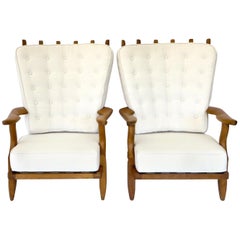 Pair of French Grand Repos Lounge Chairs by Guillerme et Chambron Votre Maison