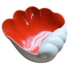 Vintage Glazed Porcelain Shell by Ed Langbein for Ginori