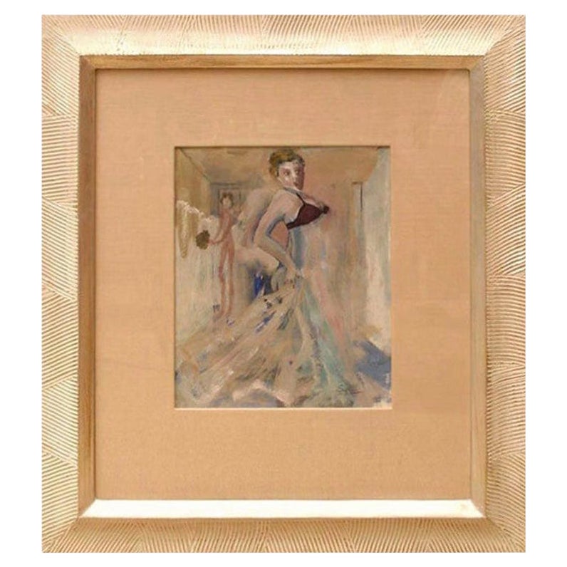 Quadro Art Deco Belgio a guazzo e acquerello di Leo Engels con cornice personalizzata