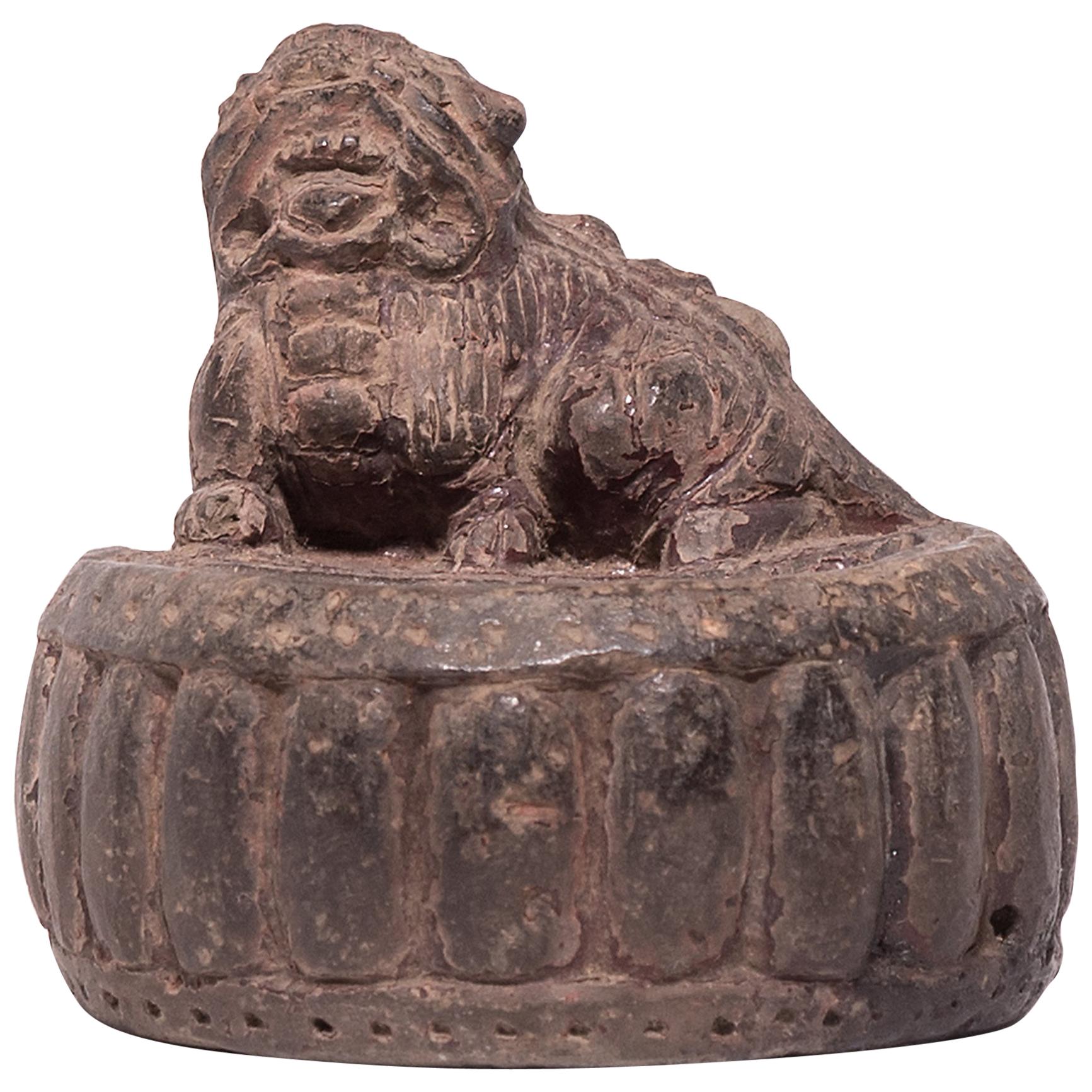 Pierre d'encre de chien gardien chinois Fu, vers 1800