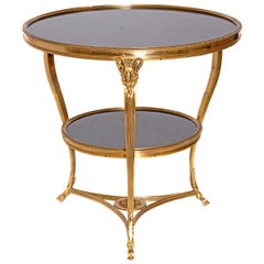Louis XVI Style Gilt Bronze and Black Marble French Gueridon