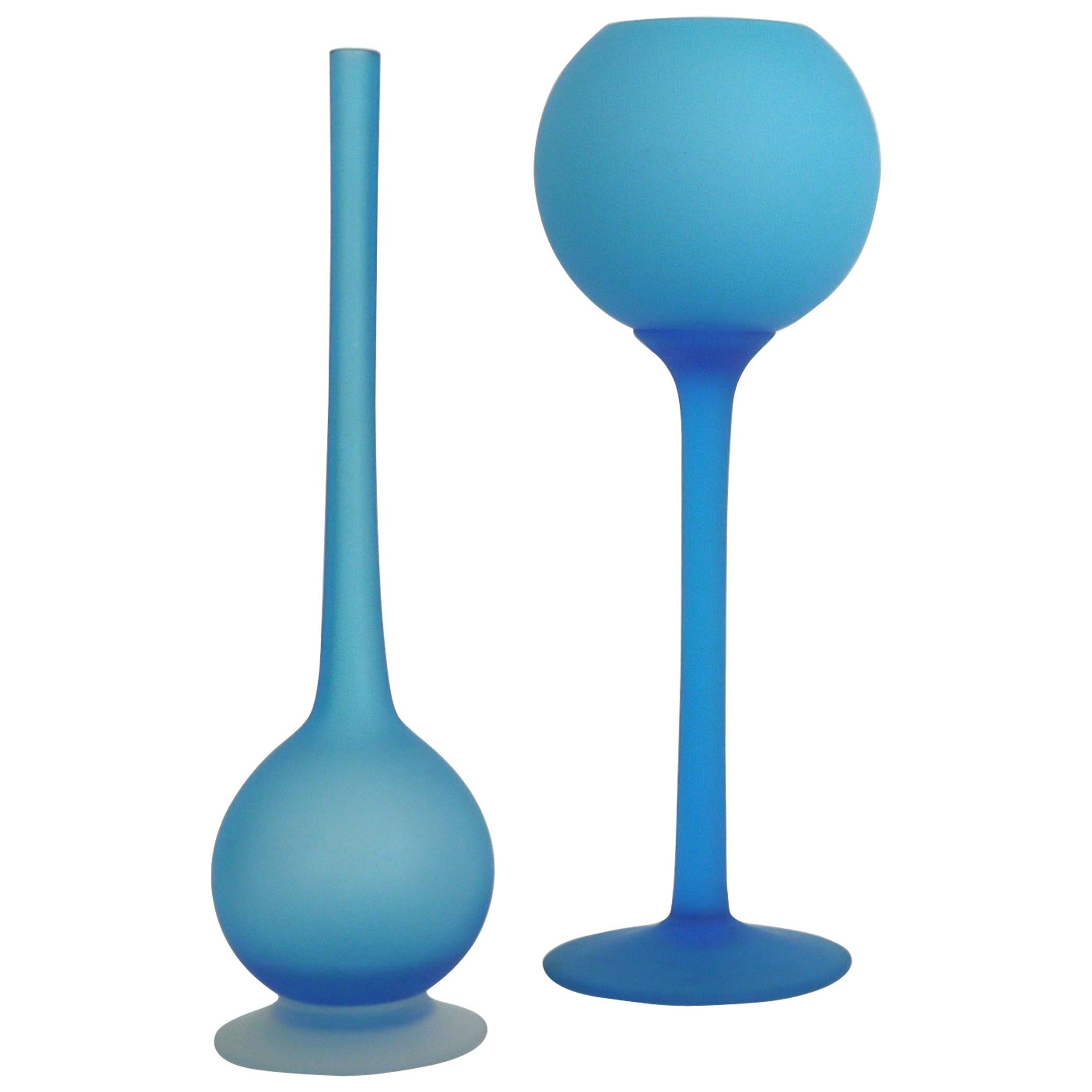 Pair of Satinato Pieces from Carlo Morretti Pale Blue, 1959-1965 For Sale