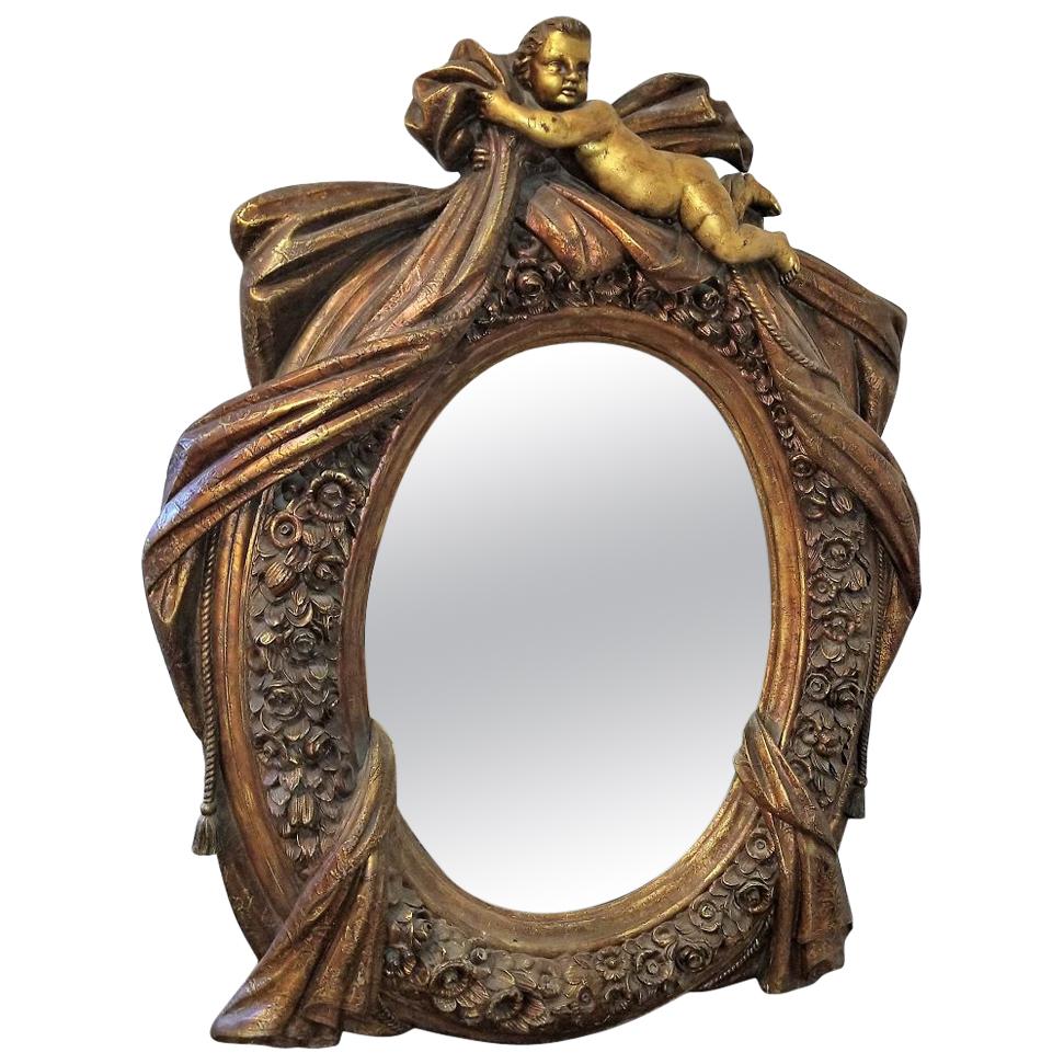 Large Italian Gilt Cherub or Putti Mirror Frame