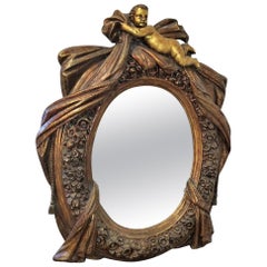 Retro Large Italian Gilt Cherub or Putti Mirror Frame