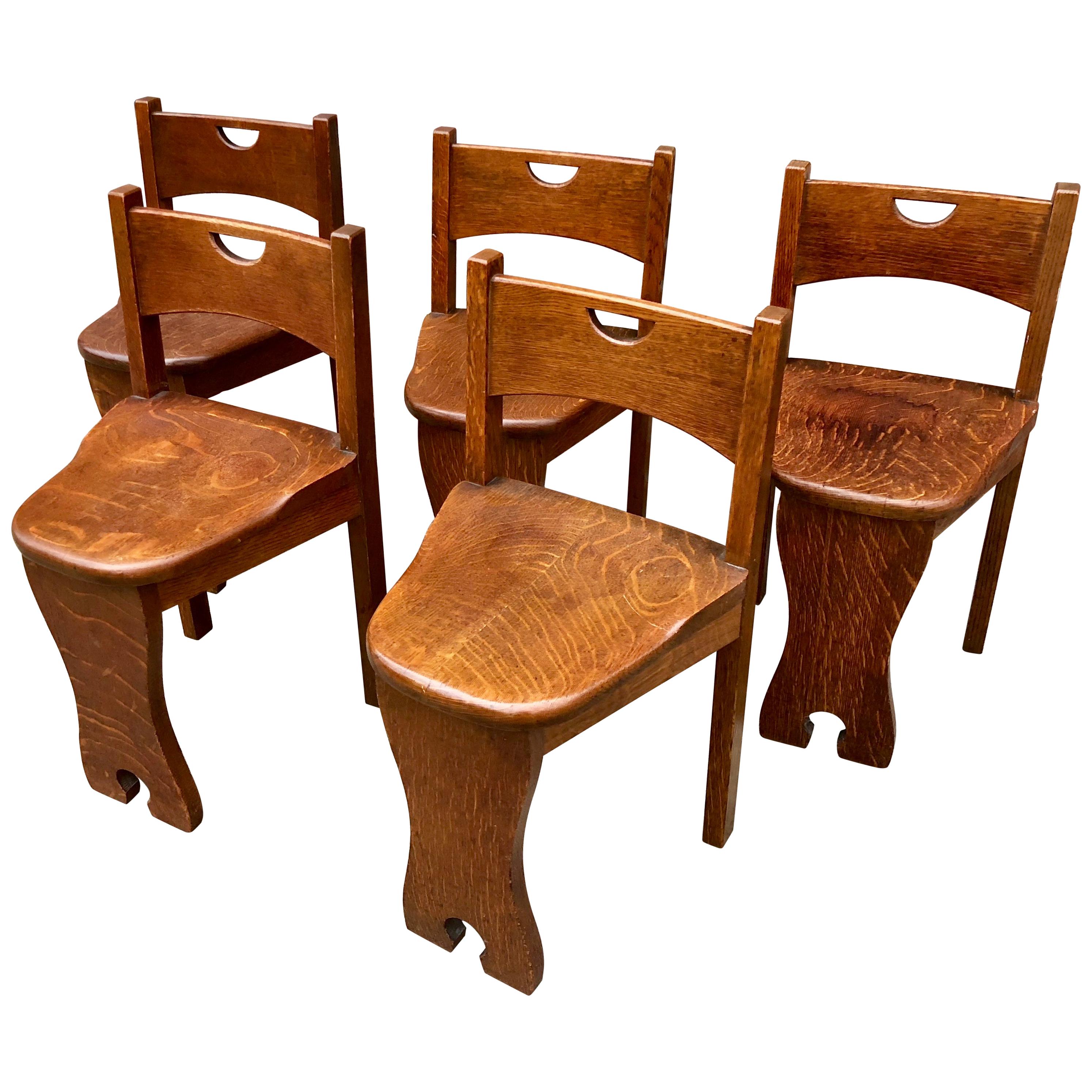 Five Oak Arts and Crafts Children's Stool/Chairs at 1stDibs