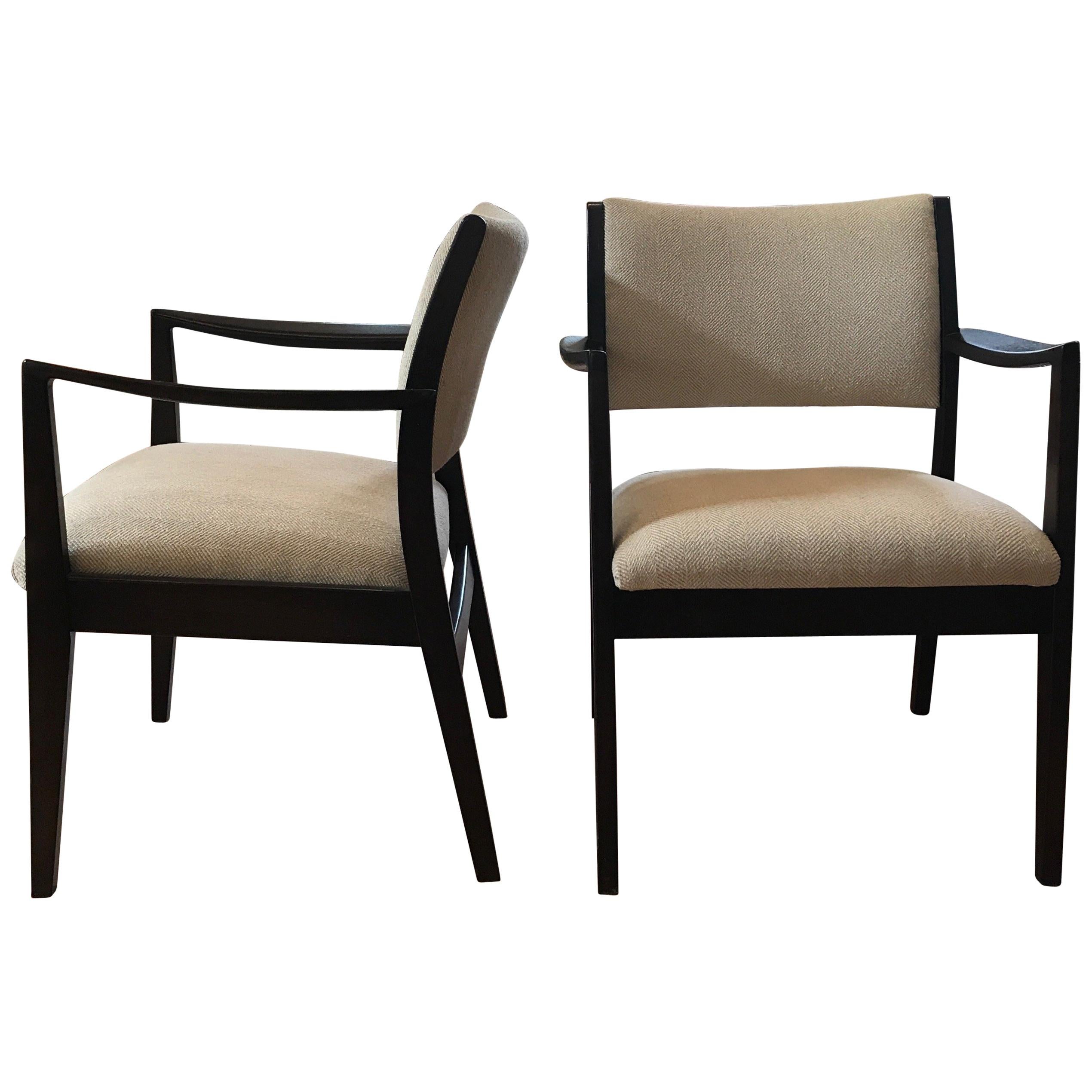 Pair of Ebonized Walnut Arm Chairs by George Reinoehl for Stow Davis