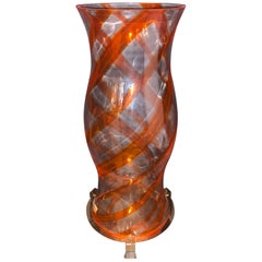 A Wonderful Murano Art Glass Bronze Candle Hurricane Shade Lorin Marsh