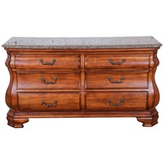 Used Ethan Allen Italian Granite Top Six-Drawer Dresser or Credenza