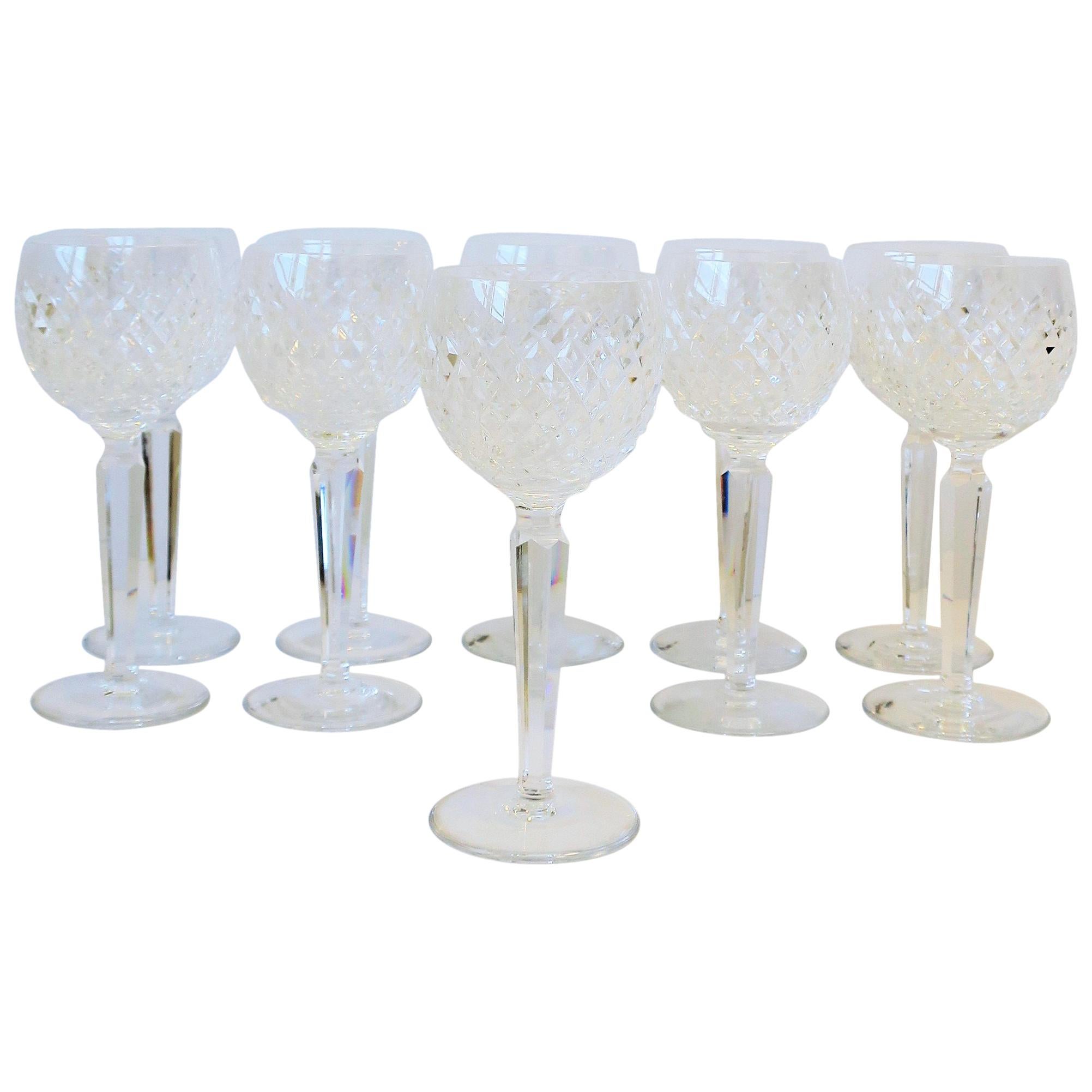 Vintage Waterford Crystal Wine or Water Goblet Glasses, Set of 10
