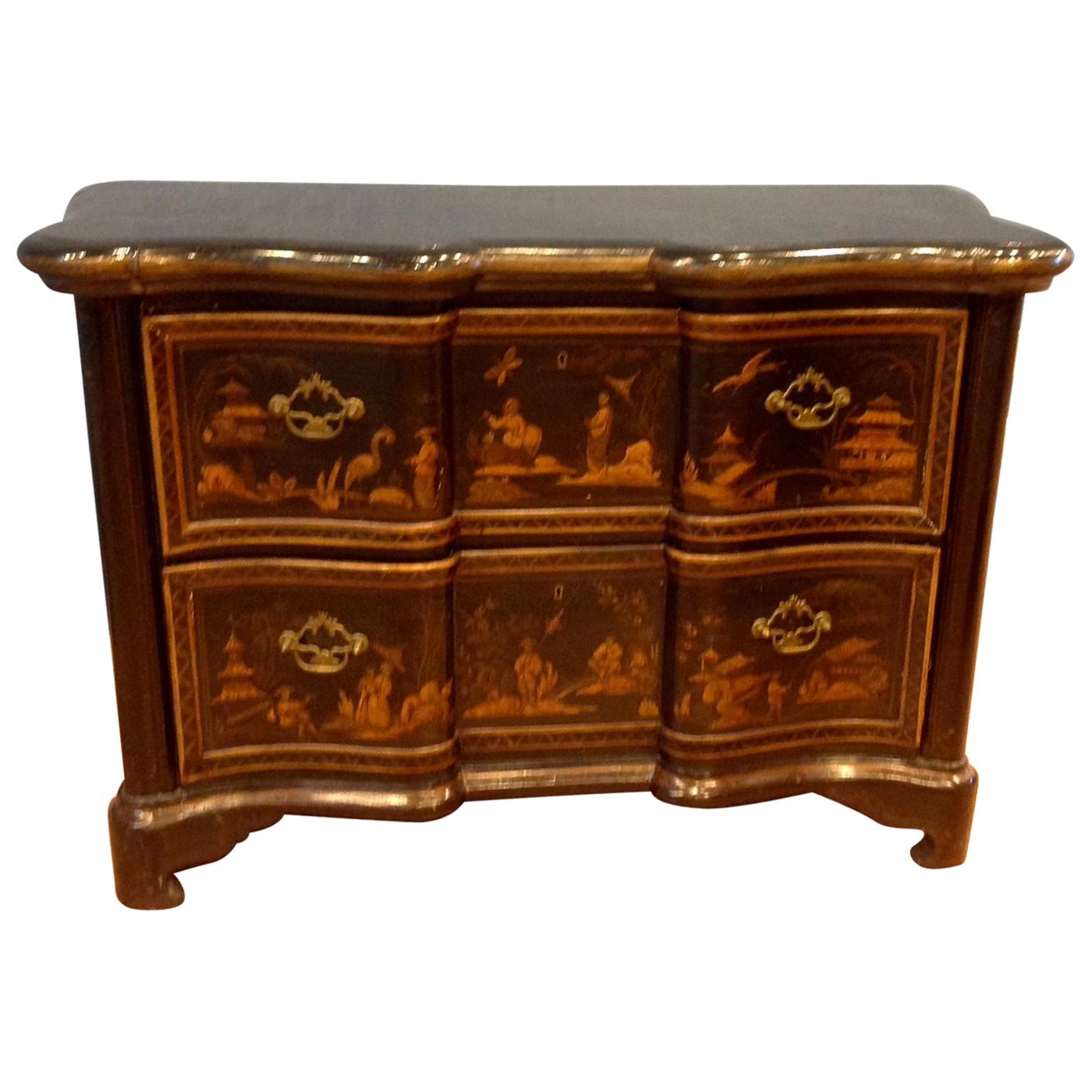 Pair of Large Chinoiserie Serpentine Commodes