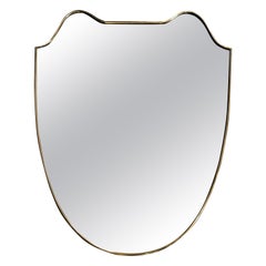 Italian Minimal Curvilinear Brass Mirror, 1950s