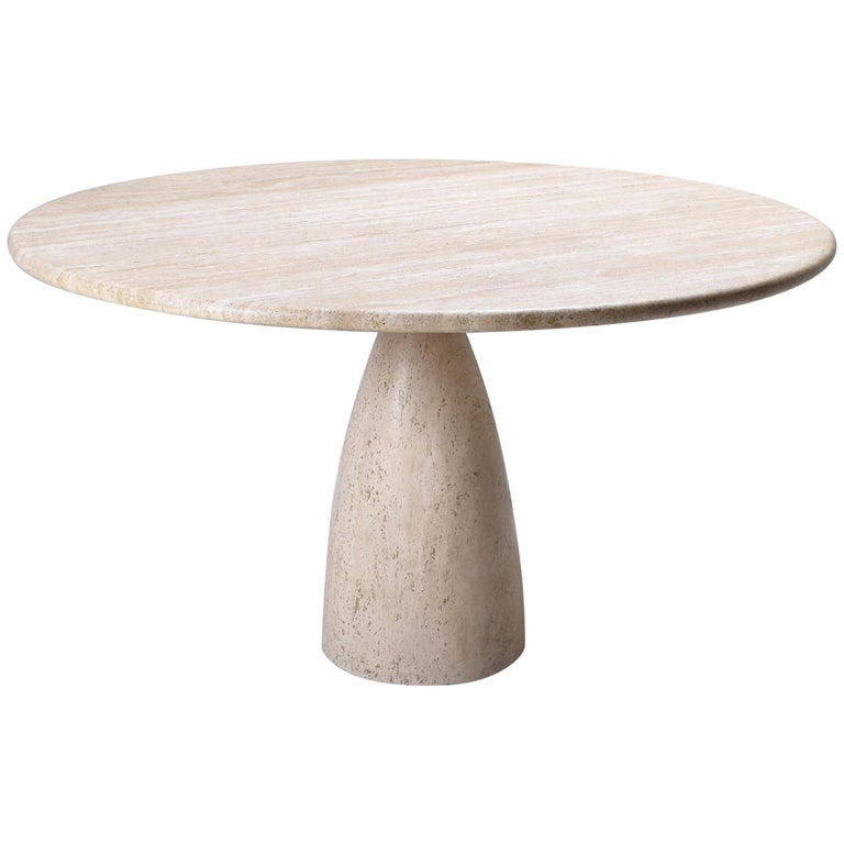 1970 Travertine Round Dining Table by Draenert, Germany at 1stDibs