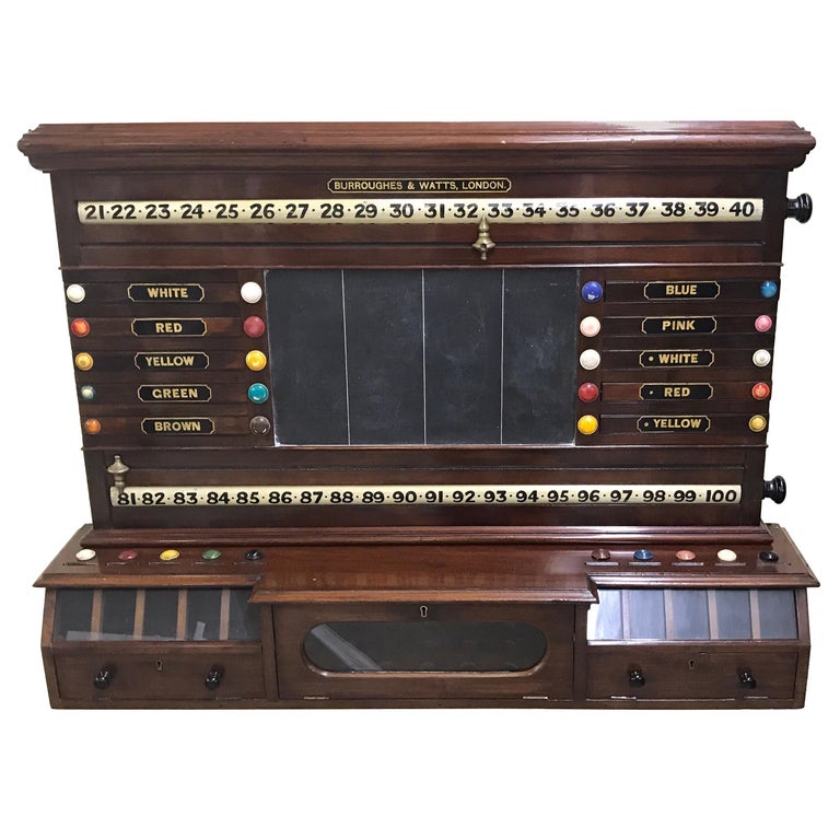 Antique English Billiards Score Board by Burroughes and Watts, London