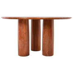 Mid-Century 1970 Travertine Mario Bellini "Colonnato" Round Dining Table, Italy