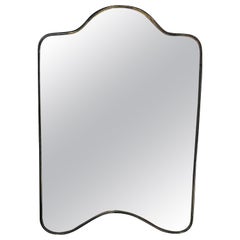 Brass Frame Italian Shield Mirror, 1950s