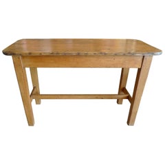 French 19th Century Small Pinewood Country Breakfast Table with Centre Stretcher