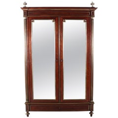 19th Century French Napoleon III Mahogany Armoire Cabinet Bookcase from Paris.