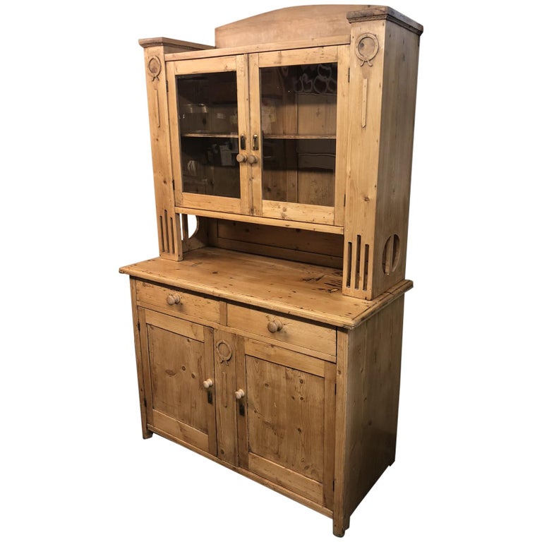 Vintage Style TwoPiece Oak Hutch For Sale at 1stDibs