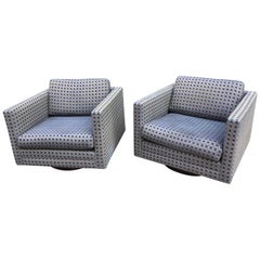 Harvey Probber Pair of Swivel CUBE Club Chairs