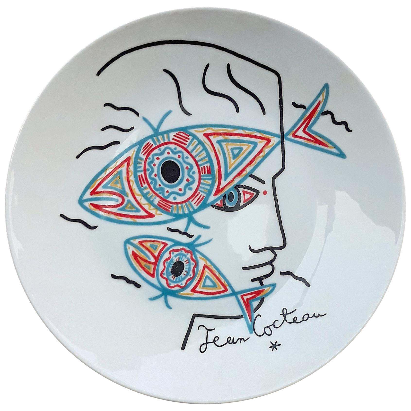 Cocteau Jean Limoges Porcelain Plate, Signed