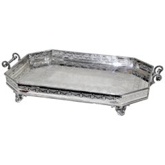 Thomas Ross Scotland Large Antique Victorian Silver Plated Gallery Serving Tray 