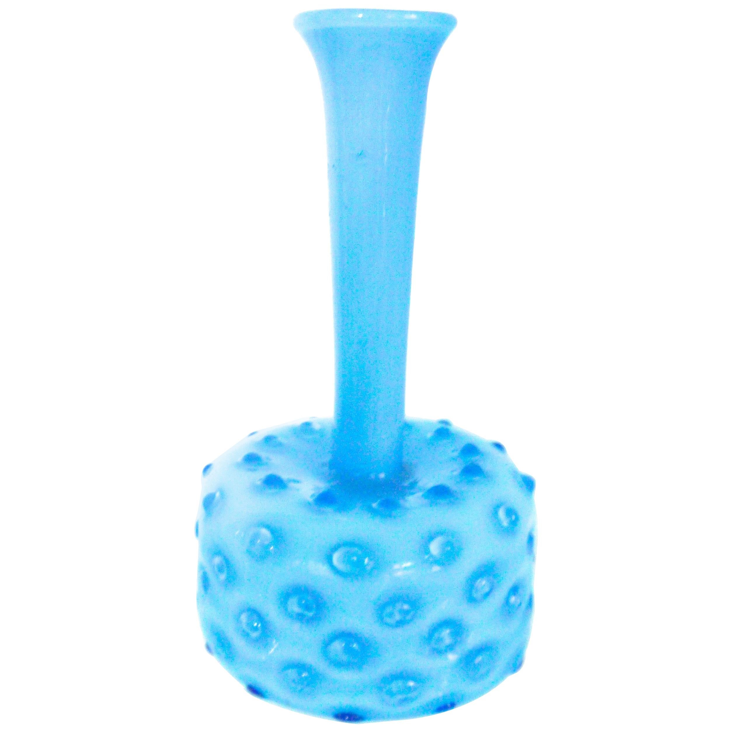 Empoli Blue Hobnail Vase in Cased Glass, 1950s For Sale