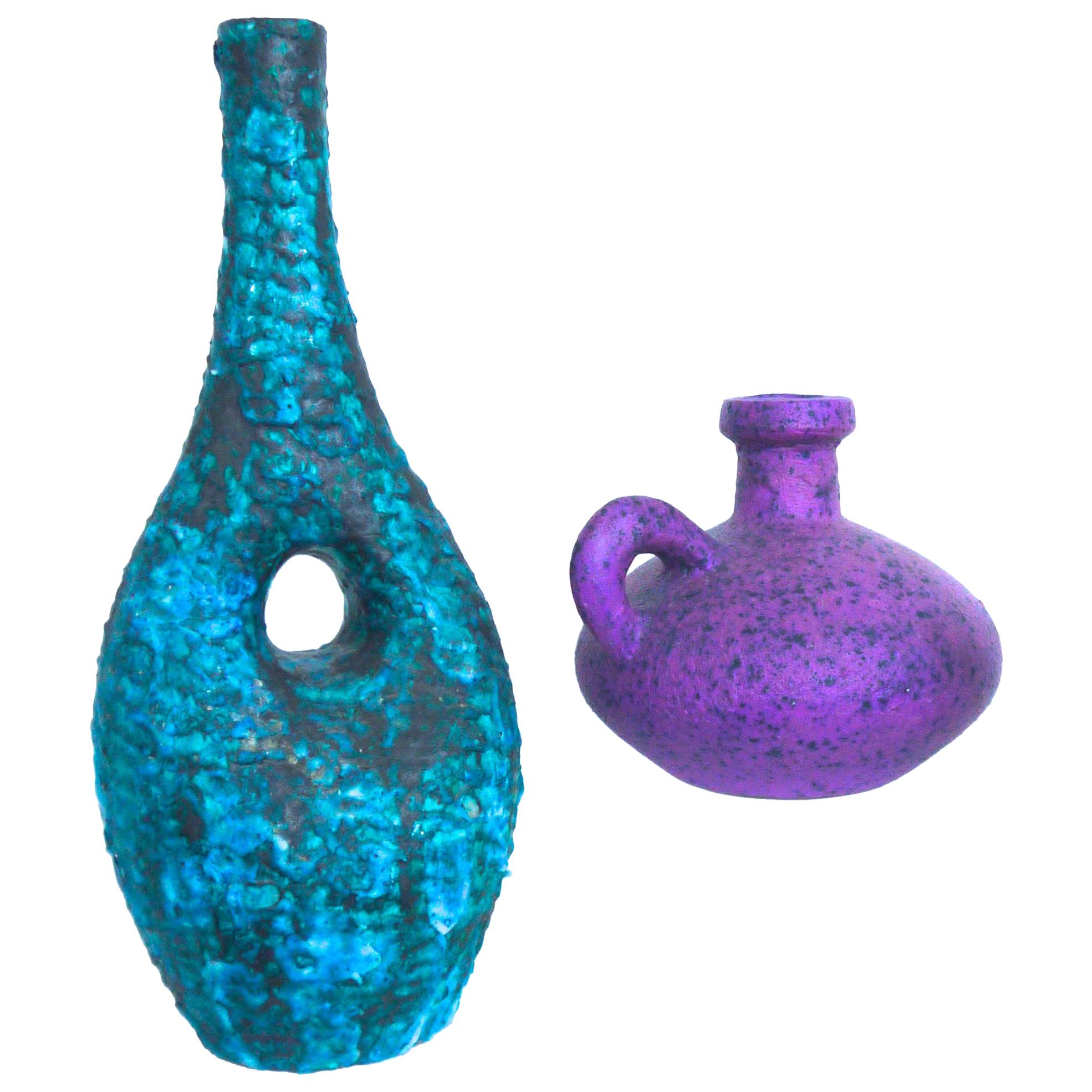 Pair of Modernist European Fat Lava Vintage Ceramic Vases, Mid-1960s For Sale
