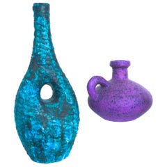 Pair of Modernist European Fat Lava Vintage Ceramic Vases, Mid-1960s