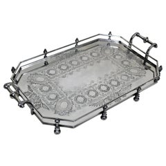 Antique Victorian Silver Plated Gallery Serving Tray Sheffield:: England